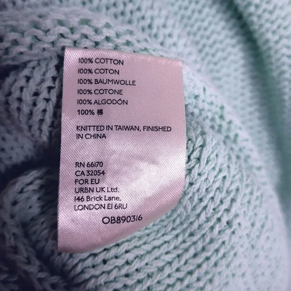 WE THE FREE Green Cropped Open Knit Sweater Size S Beachy Slouchy Preppy Boho